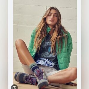 Free people poppy packable puffer jacket small green